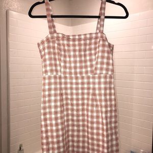 Red and White Plaid Mini Dress